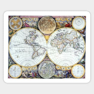 Antique Old World Map, Atlas Maritimus by John Seller Sticker